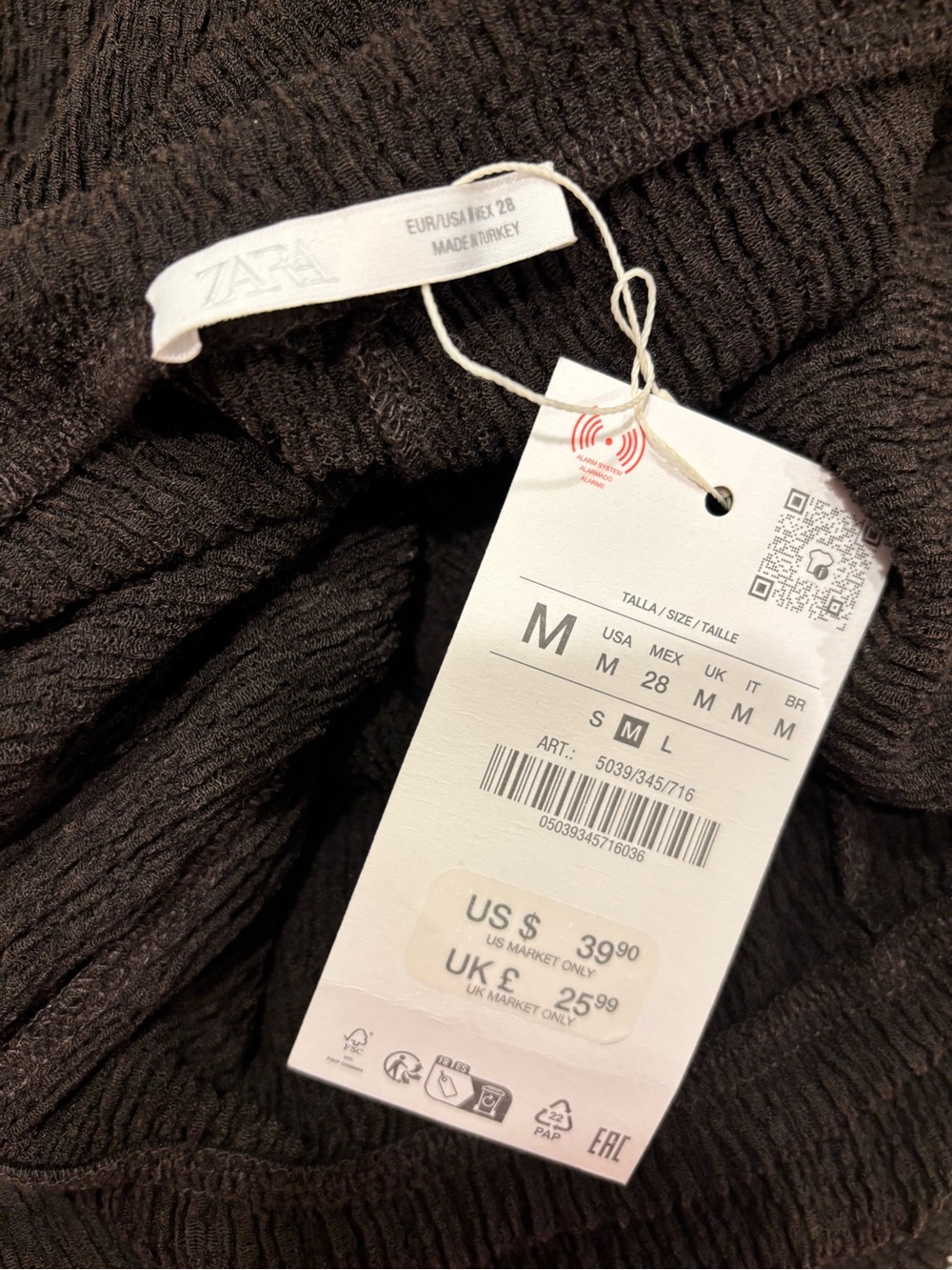 Zara Brown Wide-Leg Wrap Pants with Side Tie - Picture 3 of 4